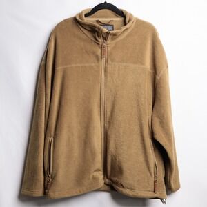 Cabelas Mens 3XL Tall Brown Fleece Full Zip Jacket M09JK014 Soft Warm Outerwear